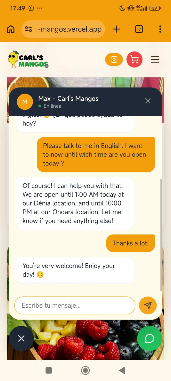 Max cambiando de idioma en plena conversación