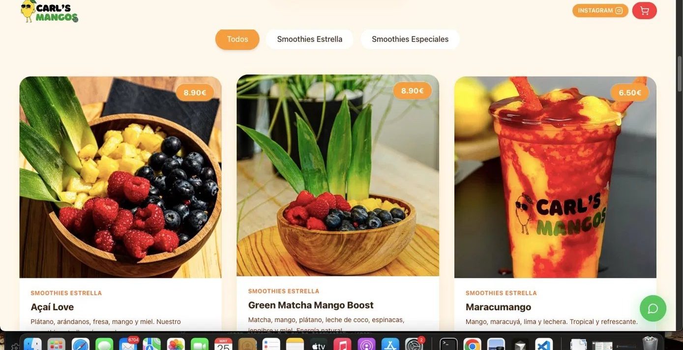 Captura del proyecto Carl's Mangos